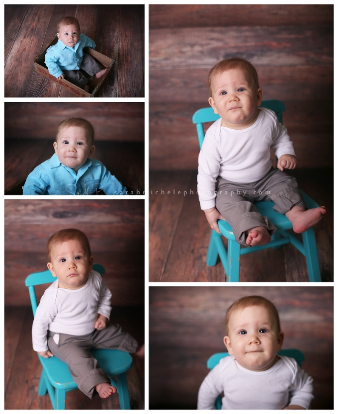 baby boy photography, barn wood backdrop, blue vintage chair 
