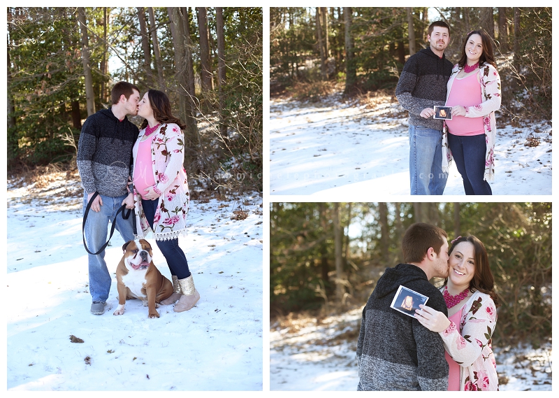 Maternity photography outdoors with snow 