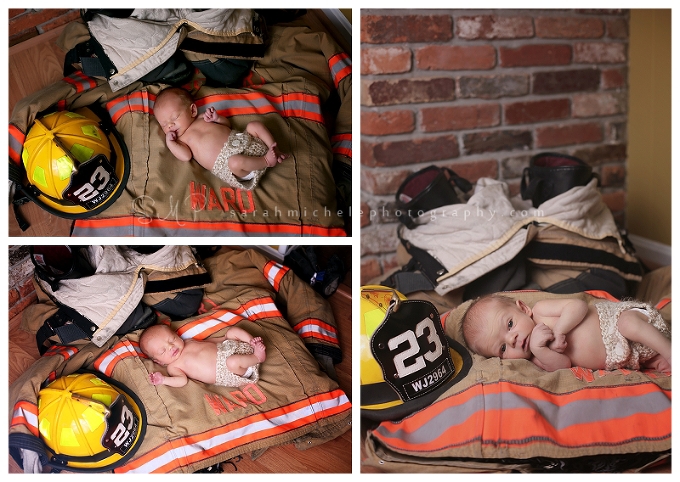 newborn photography firefighter uniform 