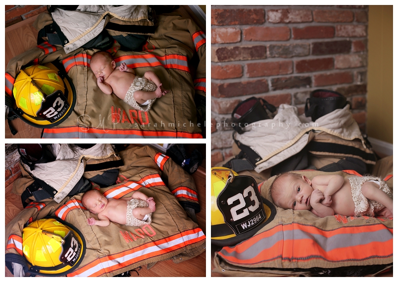 newborn photography firefighter uniform