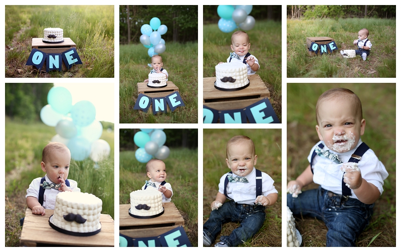 pasadena maryland family photographer blue balloon cake smash 
