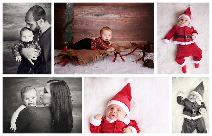 Annapolis Family Photographer christmas studio session baby wearing santa outfit 