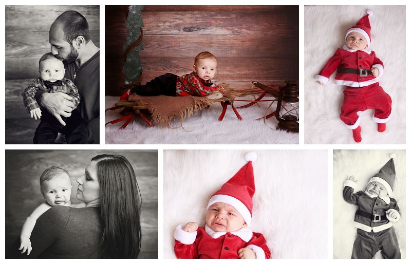 Annapolis Family Photographer christmas studio session baby wearing santa outfit