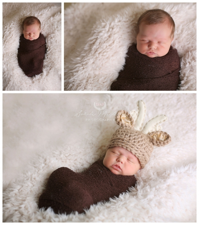 Annapolis Newborn Photographer baby boy wearing deer hat