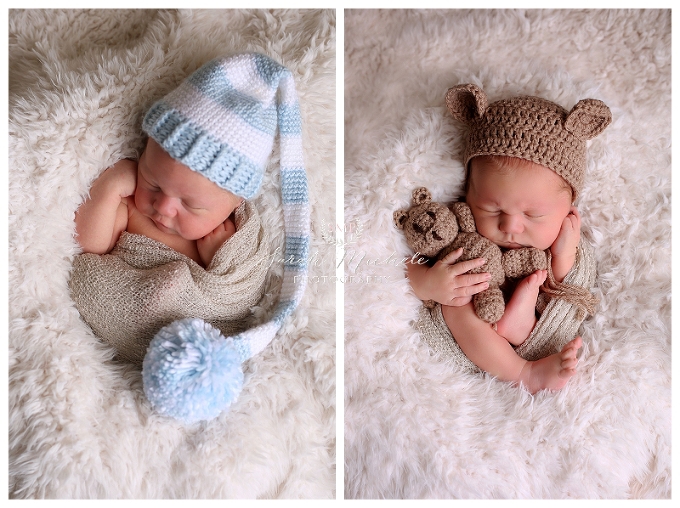 Annapolis Newborn Photographer crochet bear and matching hat 