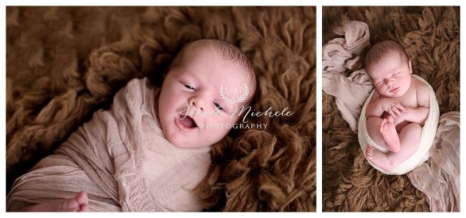 Annapolis Newborn Photographer baby on brown flokati