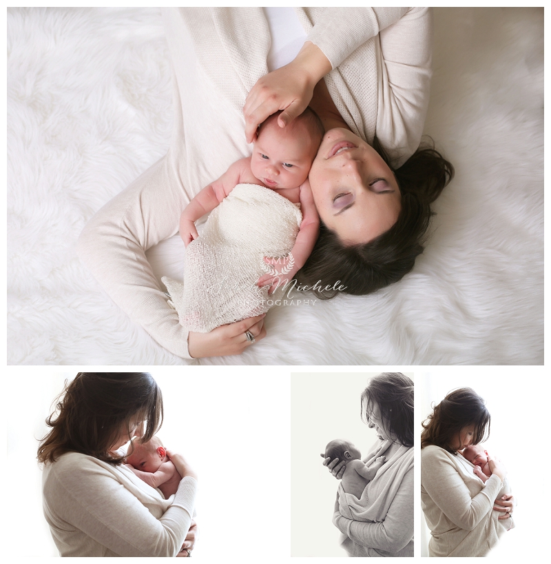 Annapolis Newborn Photographer all white mommy and me