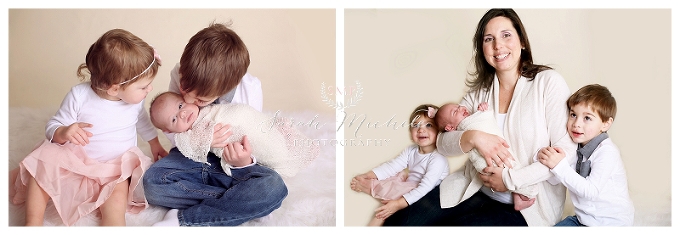 Annapolis Newborn Photographer with big brother and sister 