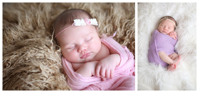 Annapolis Newborn photographer baby wrapped in pink