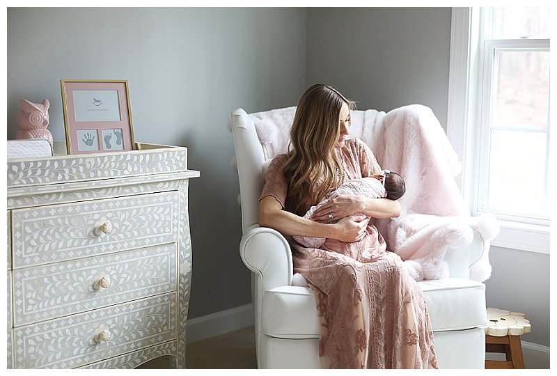 Baltimore Newborn Photographer featuring pottery barn nursery 